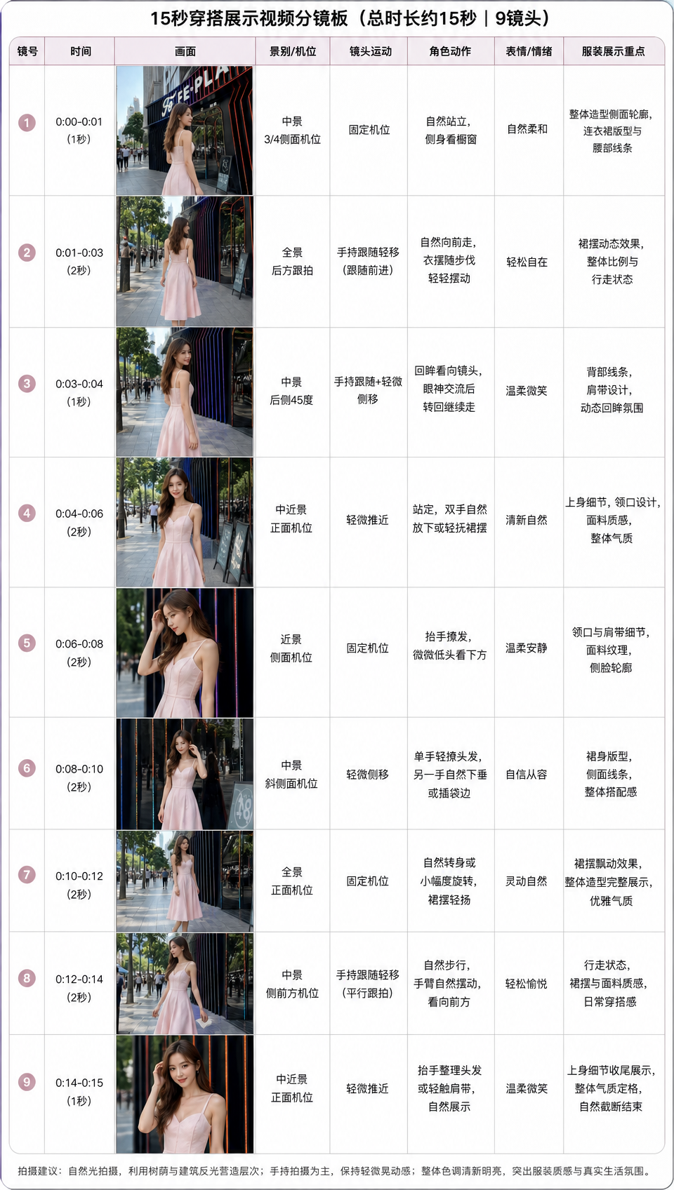 9 镜头分镜板 · 街拍服装带货｜2026-10-15 · No.40