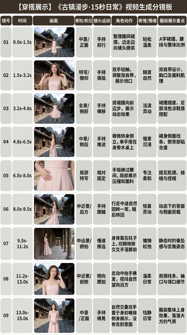 9 镜头分镜板 · 街拍服装带货｜2026-10-15