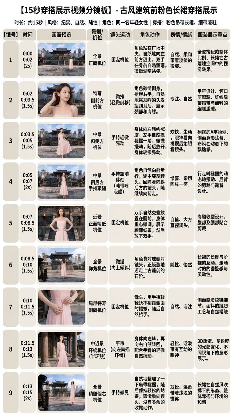 9 镜头分镜板 · 街拍服装带货｜2026-10-15 · No.45